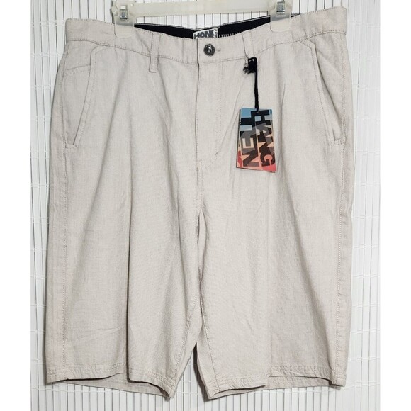 Hang Ten Shorts For Mens Size 36 Color Beige 100% Cotton With Pockets B9 - Picture 1 of 12
